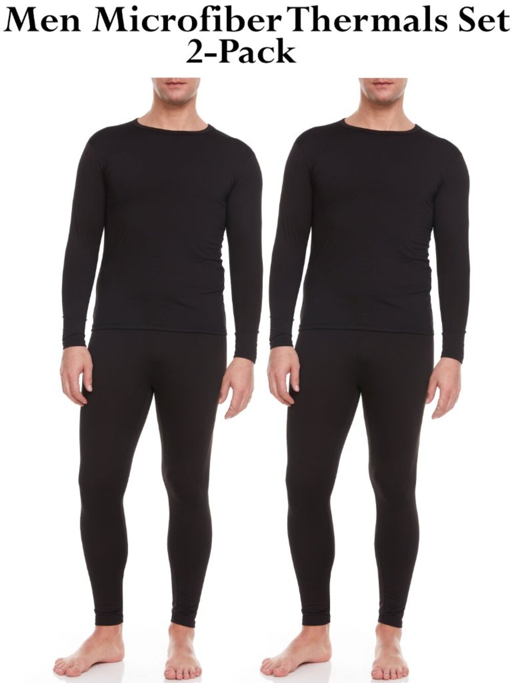 Men’s Microfiber Thermal Underwear Set 2 Pack Base Layer Long Johns Winter Warm